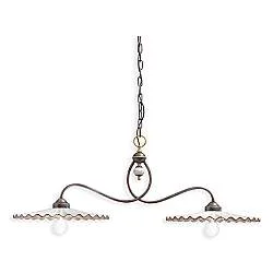 Lampadario Classico L'Aquila Metallo E Ceramica Nero Sfumato Rame 2 Luci E27