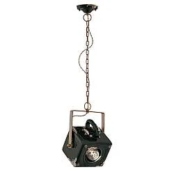 Lampadario Vintage Industrial Ferro E Ceramica Nero 1 Luce E27