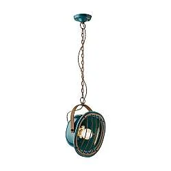 Lampadario Vintage Industrial Ferro E Ceramica Verde 1 Luce E27