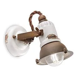 Applique Vintage Loft Ferro E Ceramica Bianco 1 Luce E14