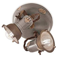 Plafoniera Vintage Loft Ferro E Ceramica Tortora 2 Luci E14 Plafoniera Vintage Loft Ferro E Ceramica Tortora 2 Luci E14