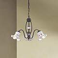 Lampadario Classico Chieti Metallo E Ceramica Nero Sfumato Rame 3 Luci E14 C168-3-NR-43-DEC-TRS