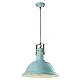 Lampadario Industrial Ferro E Ceramica Vintage Azzurro 1 Luce E27 40Cm