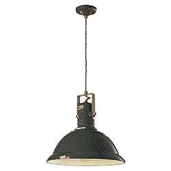 Lampadario Industrial Ferro E Ceramica Vintage Nero 1 Luce E27 40Cm