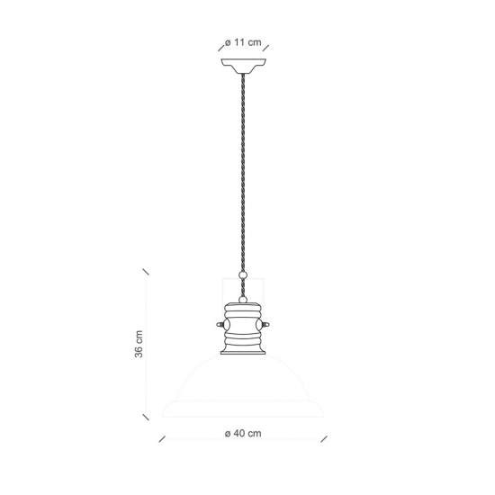 Lampadario Industrial Ferro E Ceramica Vintage Nero 1 Luce E27 40Cm C1690-VIN