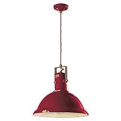 Lampadario Industrial Ferro E Ceramica Vintage Bordeaux 1 Luce E27 40Cm