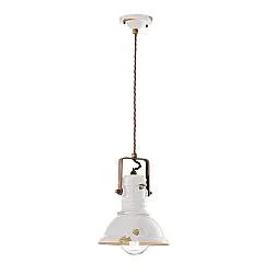Lampadario Industrial Ferro E Ceramica Vintage Bianco 1 Luce E27 23Cm