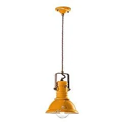 Lampadario Industrial Ferro E Ceramica Vintage Giallo 1 Luce E27 23Cm