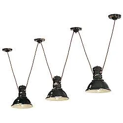 Lampadario Industrial Ferro E Ceramica Vintage Nero 3 Luci E27