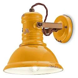 Applique Industrial Ferro E Ceramica Vintage Giallo 1 Luce E27