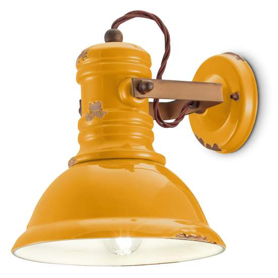 Applique Industrial Ferro E Ceramica Vintage Giallo 1 Luce E27 C1693-VIG