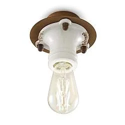 Plafoniera Industrial Pipes Ferro E Ceramica Vintage Bianco 1 Luce E27