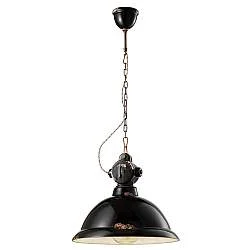 Lampadario Industrial Ferro E Ceramica Vintage Nero 1 Luce E27