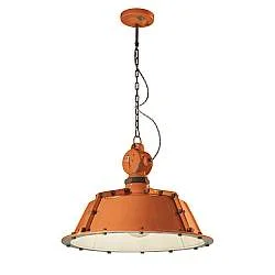 Lampadario Industrial Ferro E Ceramica Vintage Arancio 1 Luce E27 52Cm