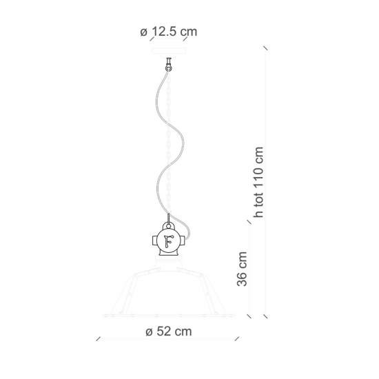 Lampadario Industrial Ferro E Ceramica Vintage Verde 1 Luce E27 52Cm C1720-VIV