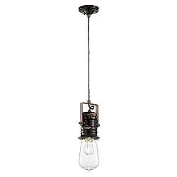 Lampadario Industrial Urban Ferro E Ceramica Vintage Nero 1 Luce E27 37Cm