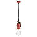 Lampadario Industrial Urban Ferro E Ceramica Vintage Rosso 1 Luce E27 37Cm C1740-VIR
