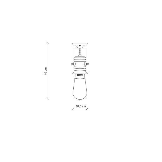 Plafoniera Industrial Minimal Urban Ferro E Ceramica Vintage Nero 1 Luce E27 C1744-VIN