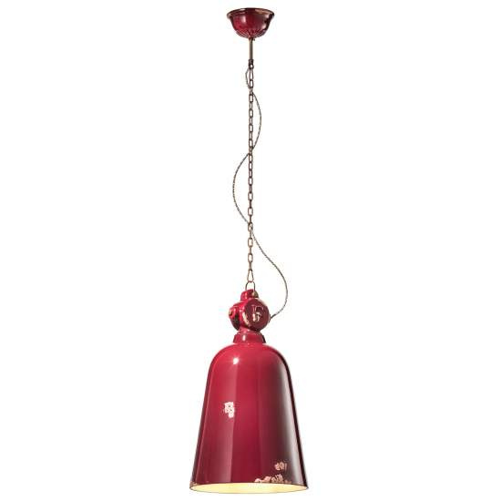 Lampadario Industrial Ferro E Ceramica Vintage Bordeaux 1 Luce E27 C1745-VIX