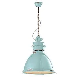 Lampadario Industrial Ferro E Ceramica Vintage Azzurro 1 Luce E27 50Cm