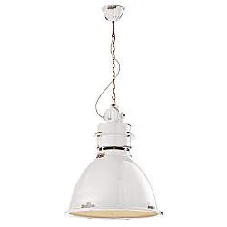 Lampadario Industrial Ferro E Ceramica Vintage Bianco 1 Luce E27 50Cm