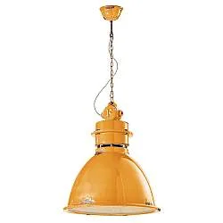 Lampadario Industrial Ferro E Ceramica Vintage Giallo 1 Luce E27 50Cm