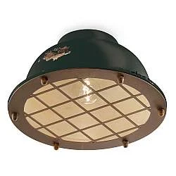 Plafoniera Industrial Ferro E Ceramica Vintage Nero 1 Luce E27