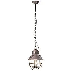 Lampadario Industrial Ferro E Ceramica Con Rete Vintage Tortora 1 Luce E27 26Cm