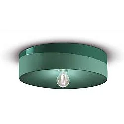 Plafoniera Grande Vintage Decò Pi Ceramica Verde Bottiglia 1 Luce E27
