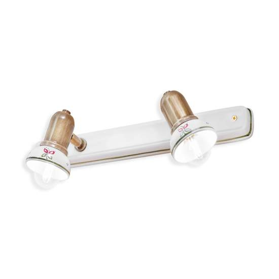 Applique Classica Savona Metallo E Ceramica Ottone Brunito 2 Luci E14 C182-OB-33-DEC-SOO