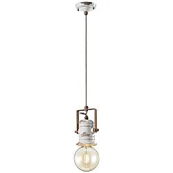 Lampadario Industrial Urban Ferro Ceramica Vintage Bianco 1 Luce E27 19Cm