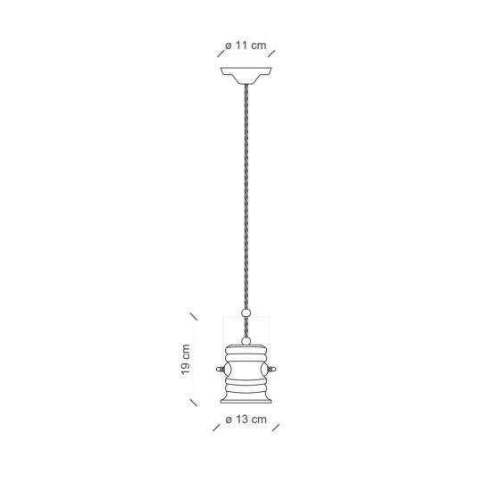 Lampadario Industrial Urban Ferro E Ceramica Vintage Rosso 1 Luce E27 19Cm C1840-VIR