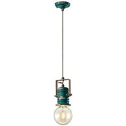Lampadario Industrial Minimal Urban Ferro E Ceramica Vintage Verde 1 Luce E27
