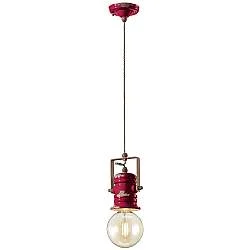 Lampadario Industrial Minimal Urban Ferro Ceramica Vintage Bordeaux 1 Luce E27