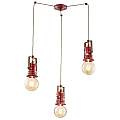 Lampadario Industrial Minimal Urban Ferro Ceramica Vintage Bordeaux 3 Luci E27 C1841-VIX
