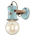 Applique Industrial Minimal Urban Ferro Ceramica Vintage Azzurro 1 Luce E27 C1843-VIA