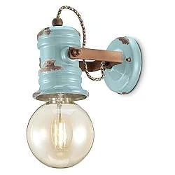 Applique Industrial Minimal Urban Ferro Ceramica Vintage Azzurro 1 Luce E27