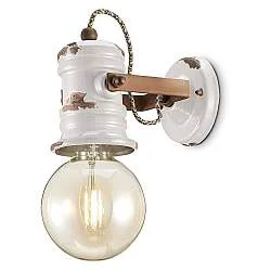 Applique Industrial Minimal Urban Ferro E Ceramica Vintage Bianco 1 Luce E27