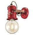 Applique Industrial Minimal Urban Ferro E Ceramica Vintage Rosso 1 Luce E27 C1843-VIR