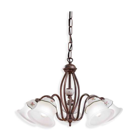 Lampadario Classico Ferrara Metallo E Ceramica Nero Sfumato Rame 5 Luci E14 C194-5-NR-33-DEC-SOO