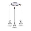 Lampadario Tondo Classico Ferrara Metallo Ceramica Nero Sfumato Rame 3 Luci E14 C196-NR-38-DEC-SOB