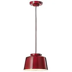 Lampadario Vintage 50'S Ferro E Ceramica Bordeoux 1 Luce E27 23Cm