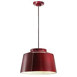 Lampadario Vintage 50'S Ferro E Ceramica Bordeoux 1 Luce E27 40Cm