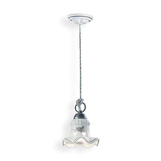 Lampadario Classico Chieti Metallo E Ceramica Nero Sfumato Argento 1 Luce E14 C203-NA-13-DEC-COO