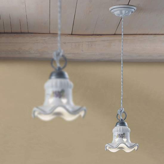 Lampadario Classico Chieti Metallo E Ceramica Nero Sfumato Argento 1 Luce E14 C203-NA-13-DEC-COO