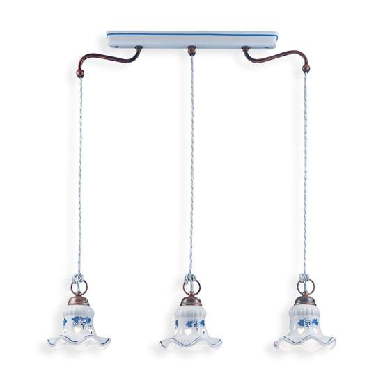 Lampadario Classico Chieti Metallo E Ceramica Nero Sfumato Argento 3 Luci E14 C204-NR-08-DEC-LOB