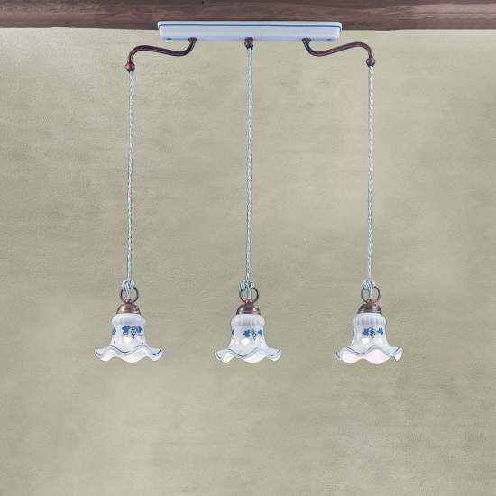 Lampadario Classico Chieti Metallo E Ceramica Nero Sfumato Argento 3 Luci E14 C204-NR-08-DEC-LOB