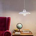 Lampadario Classico Como Ceramica Bianco Decorato Filo Blu 1 Luce E27 C2330-BI-38-DEC-SOB