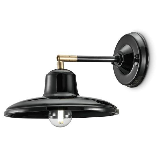Applique Industrial Minimal Nordico B&W Metallo Smaltato Nero 1 Luce E14 C2332-08