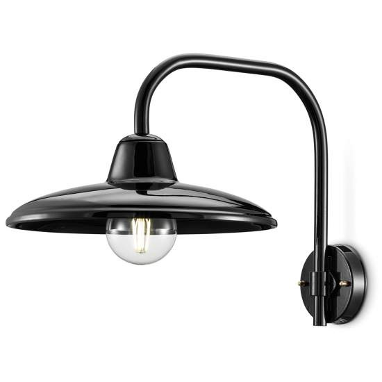 Applique Industrial Minimal Nordico B&W Metallo Smaltato Nero 1 Luce E27 C2337-08
